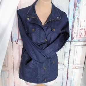 J CREW DENIM JEAN JACKET Sz S BLUE  LIKE NEW ZIP AND SNAPS POCKETS